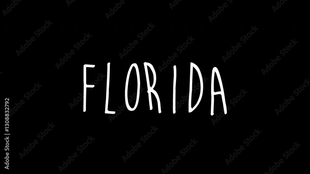 florida Wiggle Text Concept animation. white text on black background. luma matte. video with animated typography. florida Wiggle Text Concept animation. white text on black background. luma matte. video with animated typography.