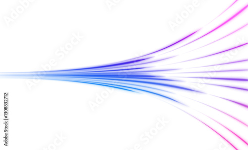 Expressway and vehicle headlights effect vivid speed motion and glowing light trails, cyberpunk-inspired data acceleration background with bright waves and vortex for PNG graphic design.	