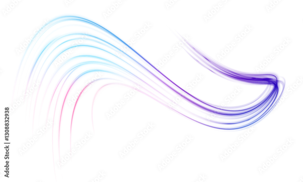 Expressway and vehicle headlights effect vivid speed motion and glowing light trails, cyberpunk-inspired data acceleration background with bright waves and vortex for PNG graphic design.