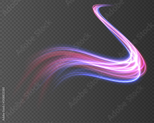 Neon color glowing lines background, high-speed light trails effect. Modern abstract high-speed light motion effect on black background. Light motion effect, slow shutter of traffic.	