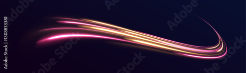 Abstract background in blue and purple neon glow colors. Vector blue glowing lines air flow effect. Speed connection background.	