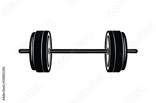 Barbell and fitness equipment icon logo Gym and Fitness dumbbell silhouette with vector art, A weightlifting or weightlifting fist hand holding a heavy barbell or Black dumbbell