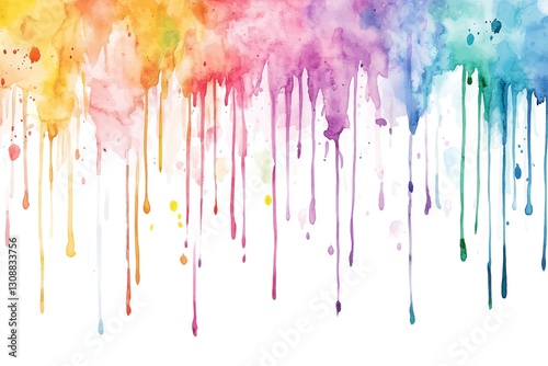 Vibrant Watercolor Holi Banner with Artistic Paint Drips and Colorful Flowing Festival Shades