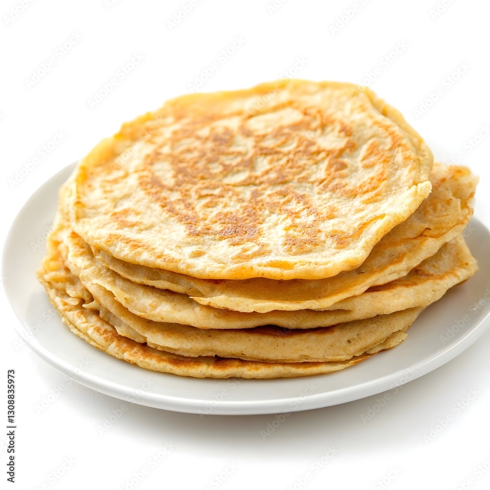 Chickpea Flour Pancakes on White Background, Crispy and Golden Texture, Healthy Breakfast Option Chickpea Flour Pancakes on White Background, Crispy and Golden Texture, Healthy Breakfast Option