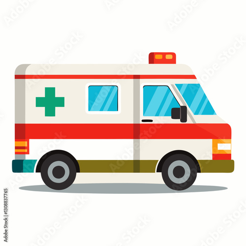 A Detailed Illustration of a Classic Emergency Medical Service Ambulance