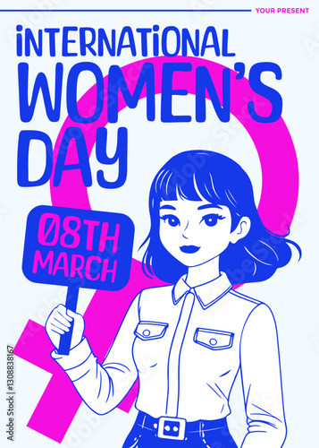 Happy international womens day poster or flyer design vector. Women's Day banner design vector. March 8, International Women's Day. women's day print flyer or poster design