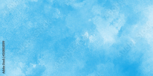 Bright and shinny cloudy sky blue watercolor background, Light blue background with watercolor, Abstract blue sky with clouds,blue watercolor paper texture background.