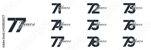 collection numbers Anniversary logo set icon vector design, black and white background