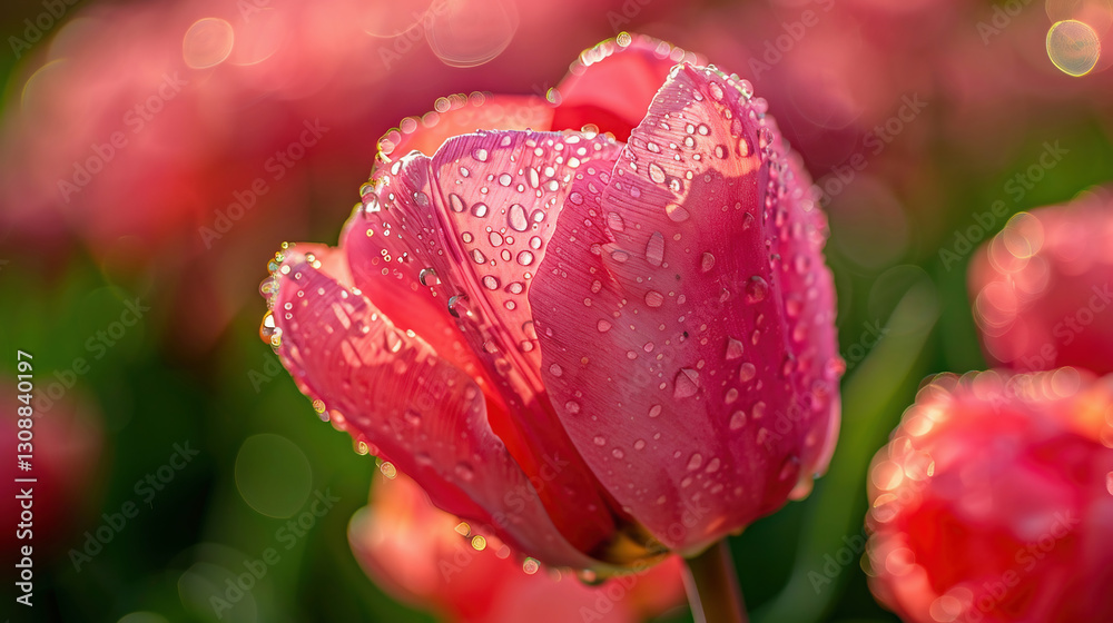 Flower Series: tulip with water drops. Beautiful flower bud with a refreshing blurred background. Flower Series: tulip with water drops. Beautiful flower bud with a refreshing blurred background.