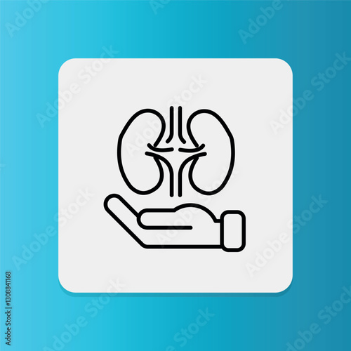 Kidney protection icon. Editable stroke. Vector illustration.	
