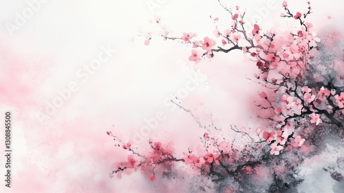 Chinese style ink wash flower painting