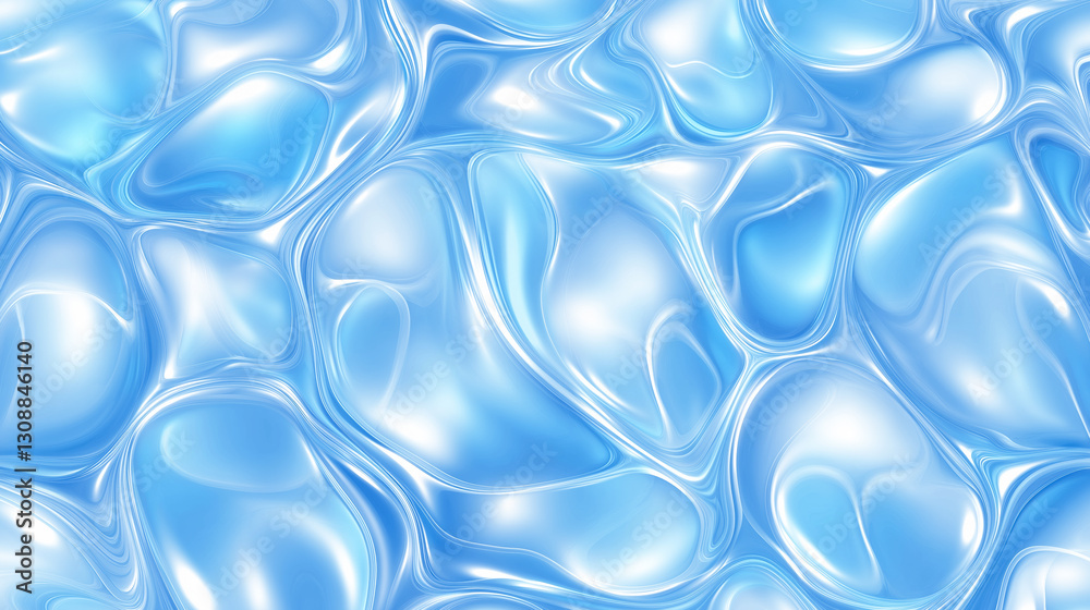 Abstract blue and white fluid pattern with glossy textures creating a smooth, wavy surface resembling liquid or glass reflecting light Abstract blue and white fluid pattern with glossy textures creating a smooth, wavy surface resembling liquid or glass reflecting light