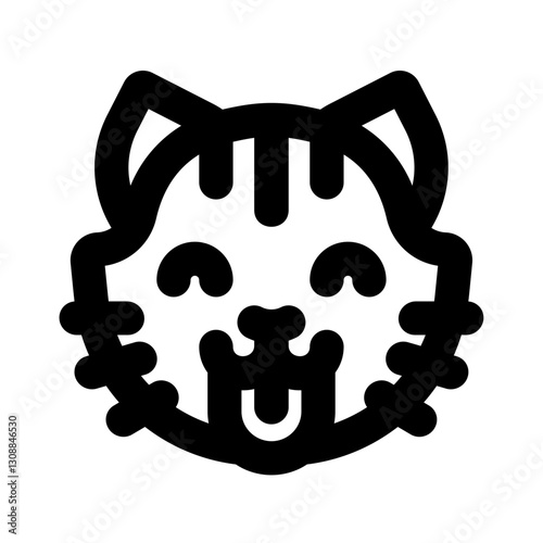 cat face outline black style