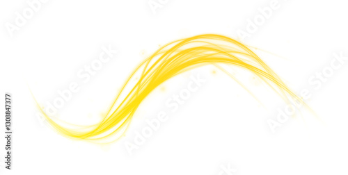 Electric yellow speed light effect. Luminous yellow neon waves PNG. Sci-fi energy beams, cyberpunk style, high-tech speed trails, and digital acceleration visuals
