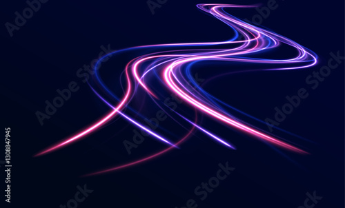 Speed connection vector background. Purple electric light for banner. Round circle picture frame with two tone neon color shade motion graphic. Database fast data transfer acceleration.	