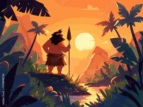 caveman hunting during prehistoric times