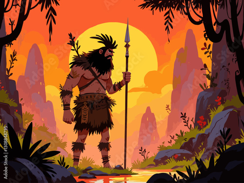 caveman hunting during prehistoric times