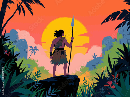 caveman hunting during prehistoric times