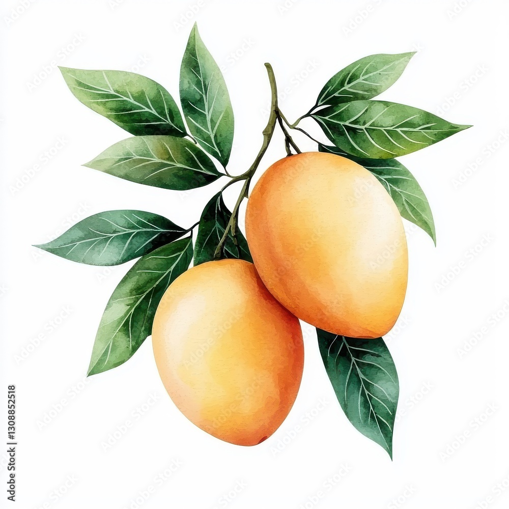 Simple watercolor mango isolated on a white background. Simple watercolor mango isolated on a white background.