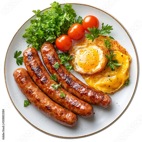 plate of breakfast sausage isolated on transparent background