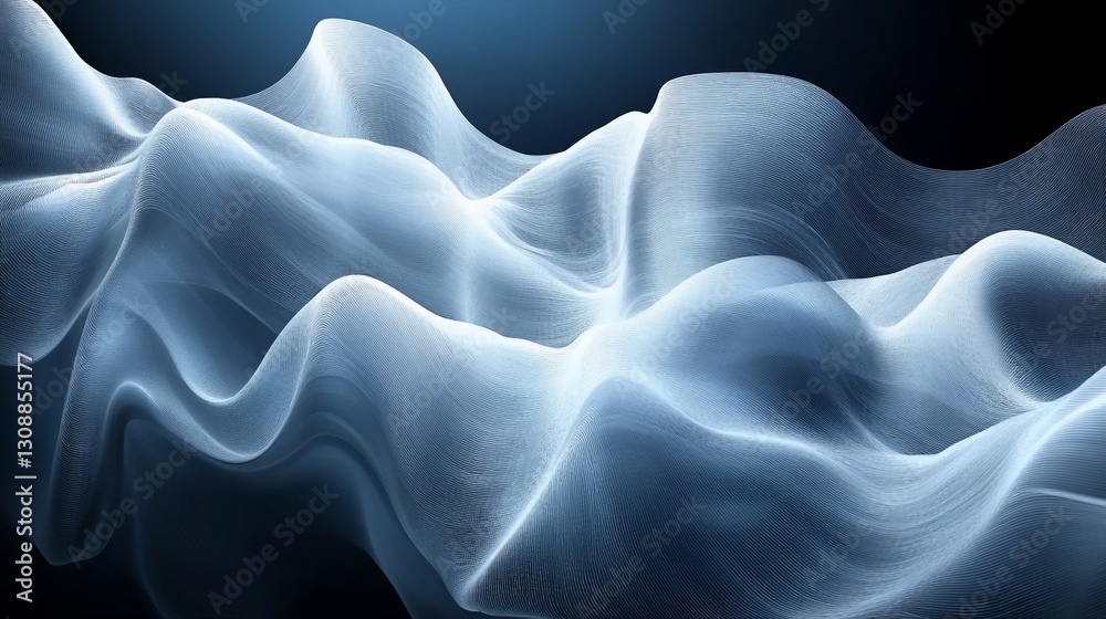 Fototapeta premium Abstract flowing fabric, dark background, elegant waves