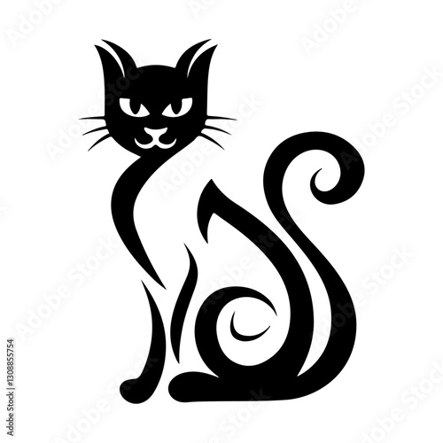 minimalist silhouette of a cat in black and white