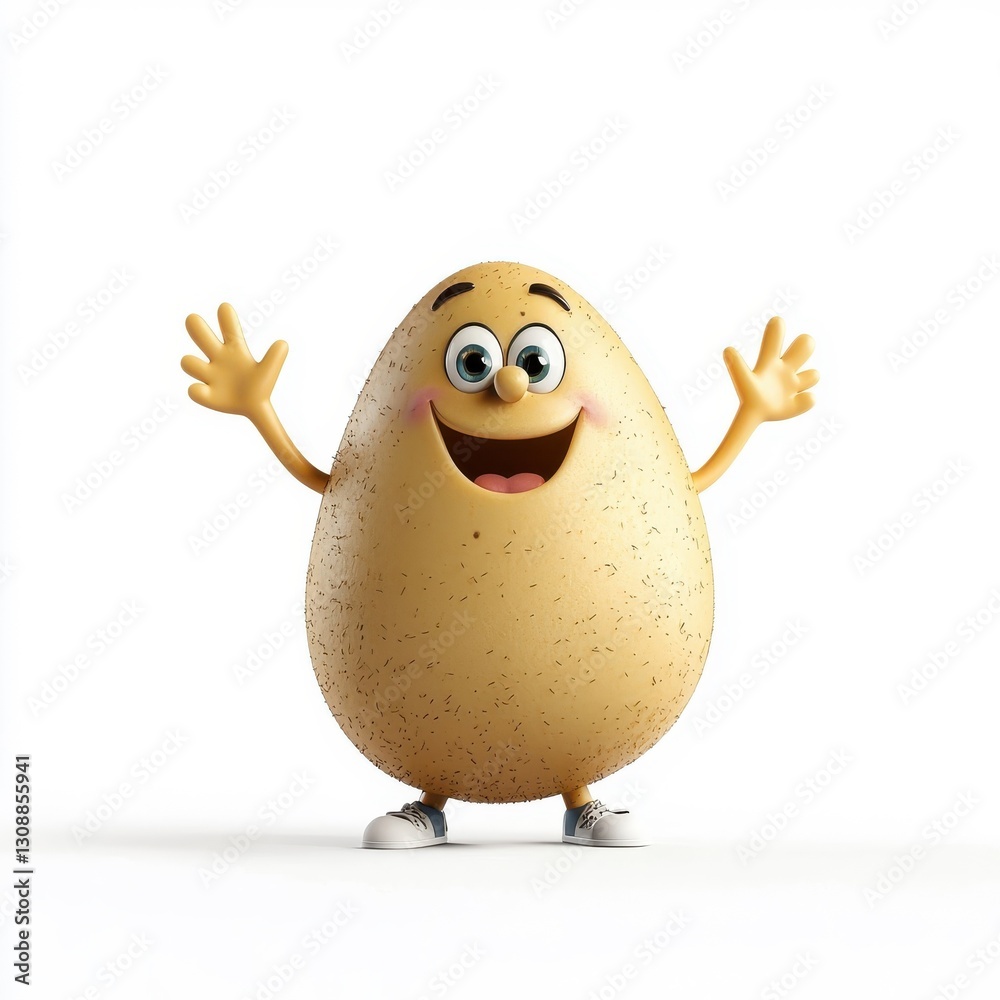 3D cartoon character potato, isolated on a white background. 3D cartoon character potato, isolated on a white background.