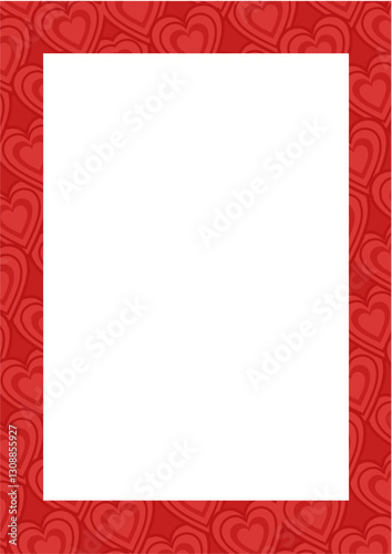 Border with heart symbol motif. Border with love motif