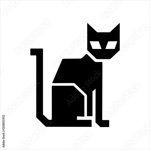 minimalist silhouette of a cat in black and white