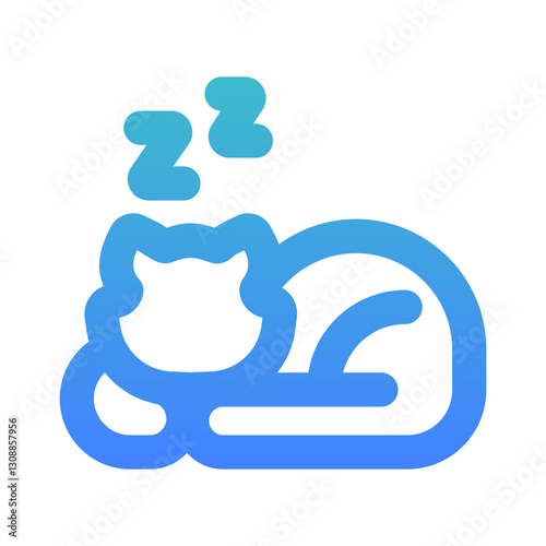 sleeping cat outline gradient style