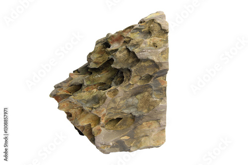 Vertical dragon stone fragment with a pointed tip and layered details isolated on transparent background. PNG transparency