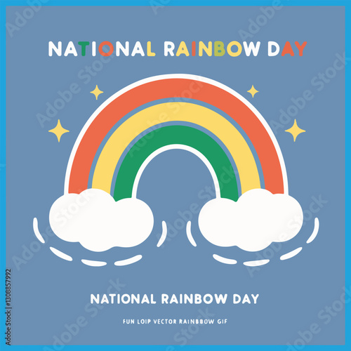 National Rainbow Day Vector Illustration | Colorful Rainbow, Solid Colors, No Gradients, T-Shirt, Sticker, Poster, Social Media, Print Cards & Animated GIF Design.Print ready eps