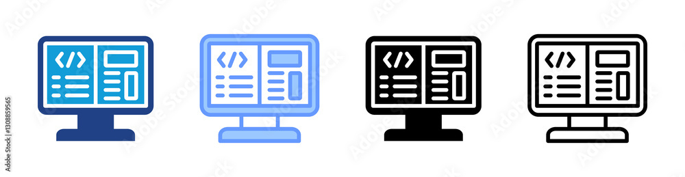 Programming icon set multiple style collection Programming icon set multiple style collection