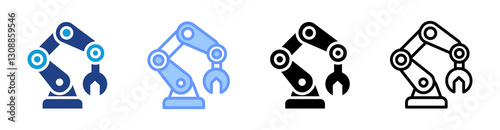 Robotic icon set multiple style collection