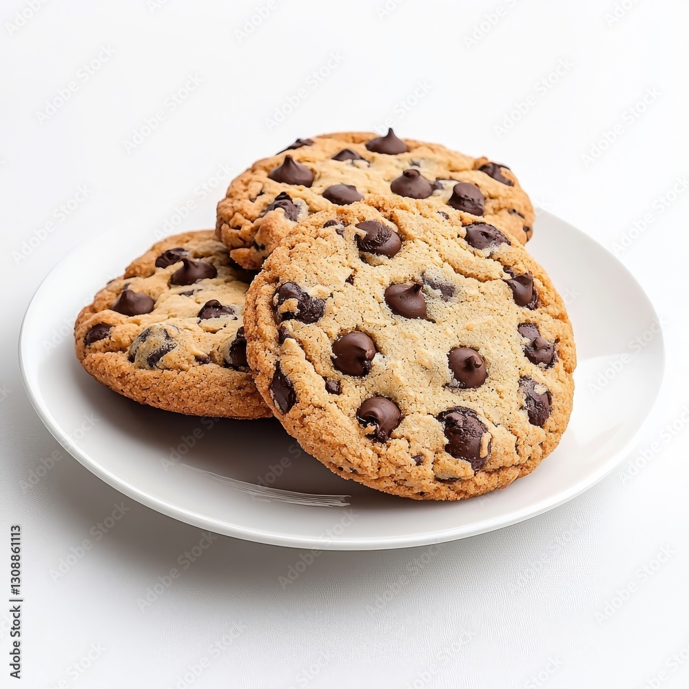 Cookies served on white plate, isolated to emphasize their classic and appetizing presentation. Cookies served on white plate, isolated to emphasize their classic and appetizing presentation.