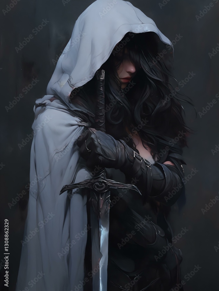 Fantasy Female Warrior in Black Armor | Sword Art Fantasy Female Warrior in Black Armor | Sword Art