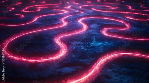 Electric purple and red waves flow with liquid light and energy, creating a textured space design photo