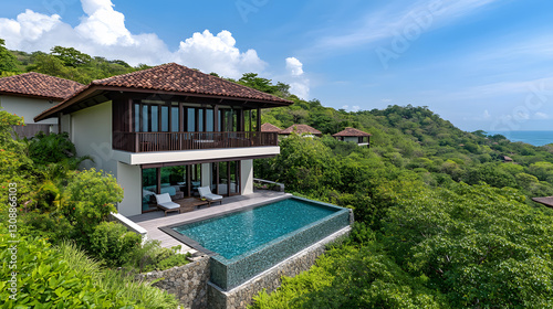 Serene villa escape costa rica luxury architecture tropical landscape aerial view tranquility