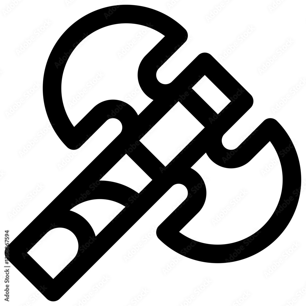 Double axe. Editable stroke vector icon. Double axe. Editable stroke vector icon.