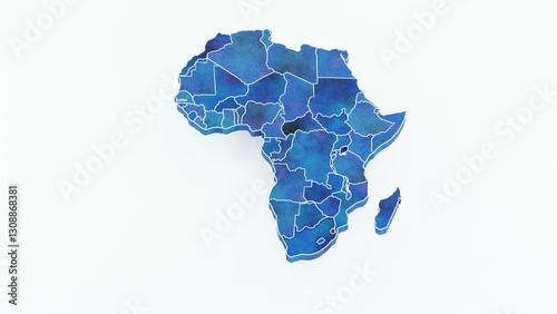 High-quality 3D animation of the African continent with a detailed map and realistic terrain. Perfect for geographic visualizations, educational projects, cartography, and digital mapping