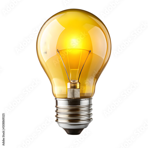 Yellow light bulb isolated on transparent background 