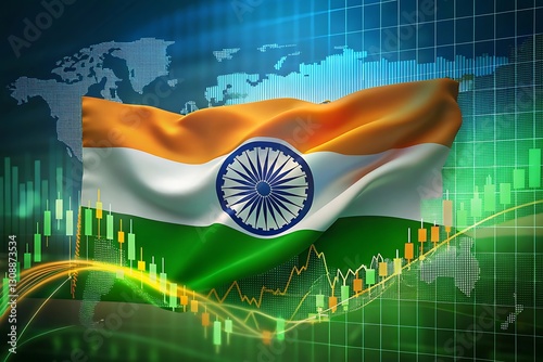 Indian economy growth stock market analysis with global financial data photo