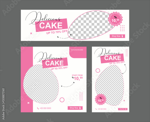 Cake Shop Social Media Banner & Flyer Design Template