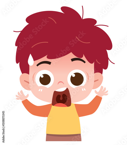Surprised Boy with Open Mouth. Expressing surprise or shock