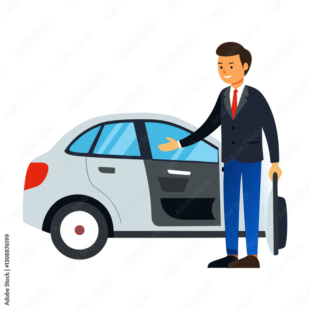 A man with car isolated on transparent background A man with car isolated on transparent background