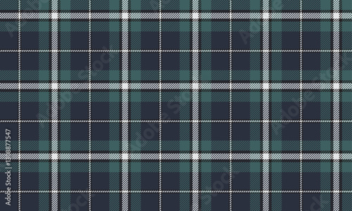 Seamless plaid pattern, navy, green, black, white, suitable for designing clothes, skirts, and pants, simple and modern feel, vector illustration.