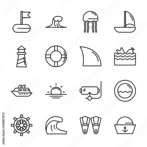 A set of icons for various water sports and activities