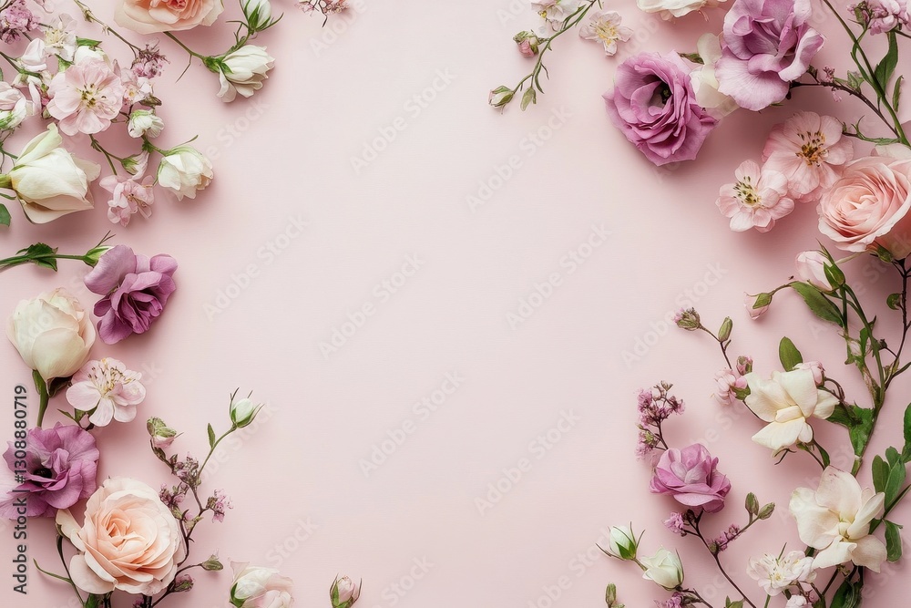 Beautiful banner with flowers on pink background, ideal for Mother Day, wedding Beautiful banner with flowers on pink background, ideal for Mother Day, wedding