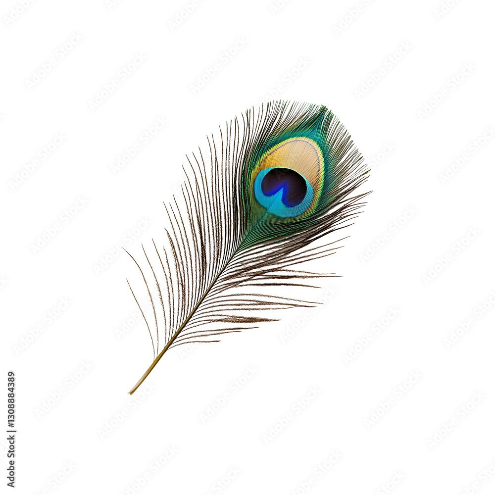 Obraz premium Peacock feather isolated on transparent background