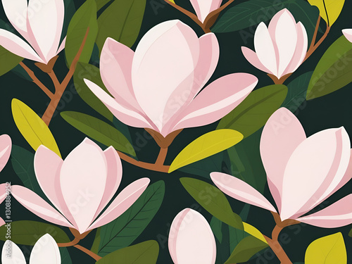 seamless pattern with pink flowers